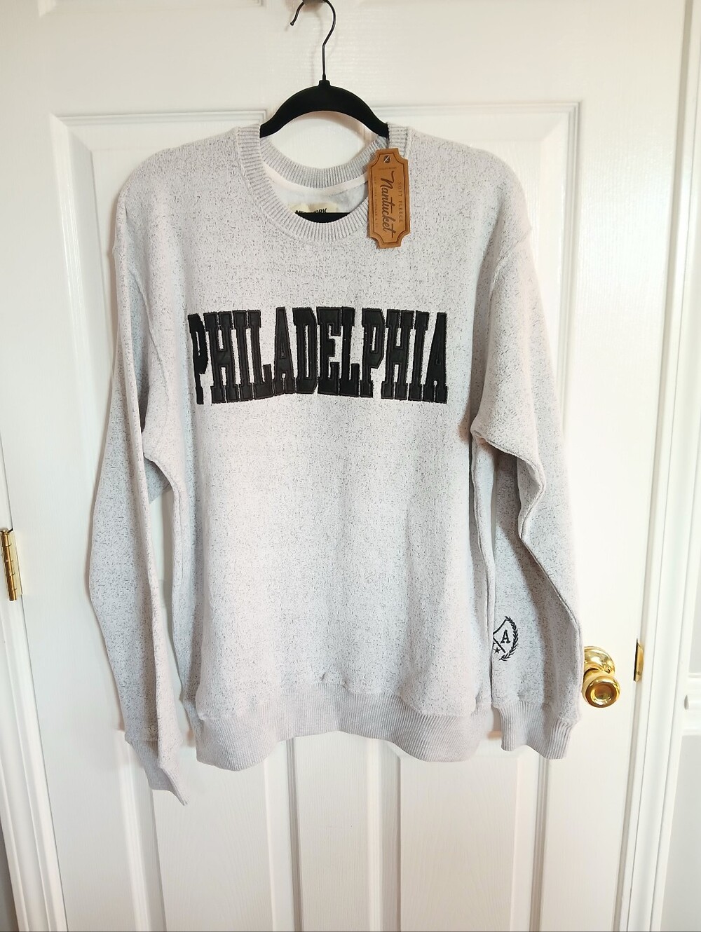 Philadelphia Graphic Crewneck Sweater - Light Gray NWT Athleisure Soft Fleece